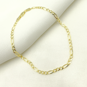 14K Solid Gold Flat Figaro Bracelet
